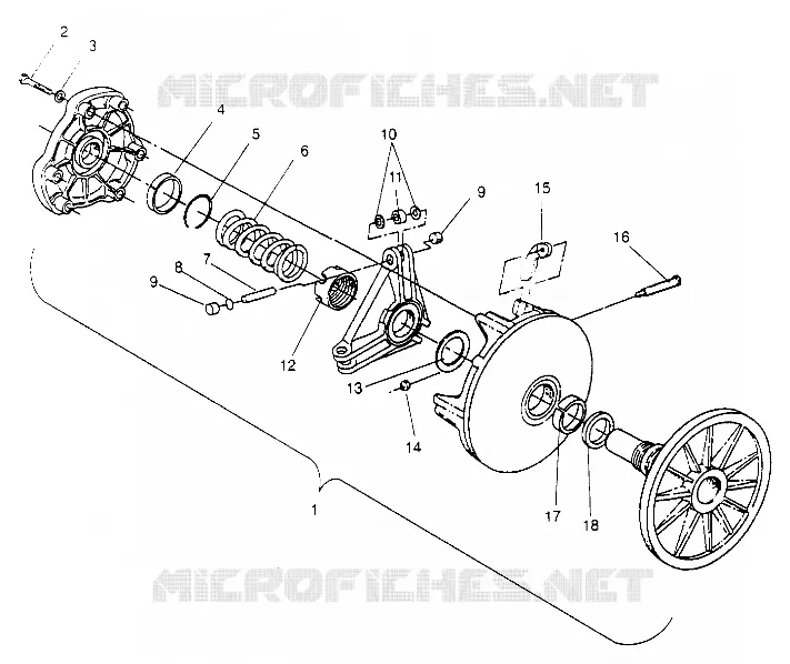 DRIVE CLUTCH ASSEMBLY WIDETRAK LX 0952064 AND  EUROPEAN WIDETRAK LX E952064 (4928942894C001)