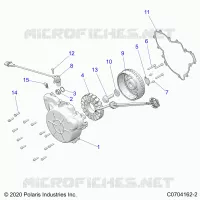 ENGINE, STATOR AND FLYWHEEL