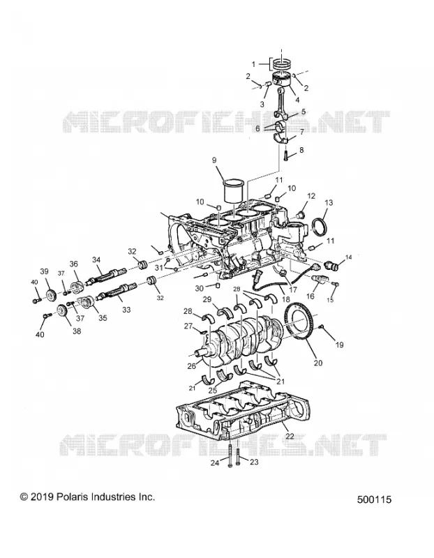 CYLINDER BLOCK AND RELATED PARTS