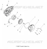 ENGINE, STATOR AND FLYWHEEL