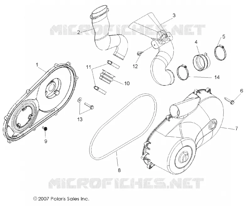 DRIVE TRAIN, CLUTCH COVER AND DUCTING