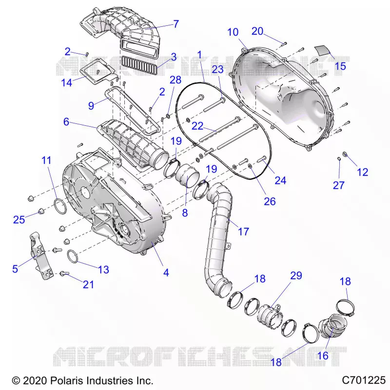 DRIVE TRAIN, CLUTCH COVER AND DUCTING