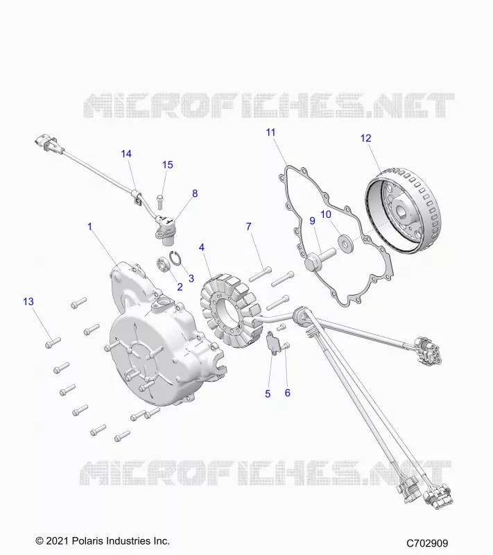 ENGINE, STATOR AND FLYWHEEL