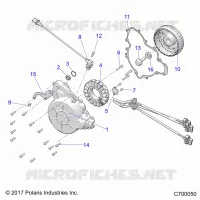 ENGINE, STATOR AND FLYWHEEL