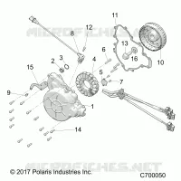 ENGINE, STATOR AND FLYWHEEL
