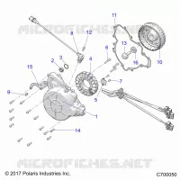 ENGINE, STATOR AND FLYWHEEL