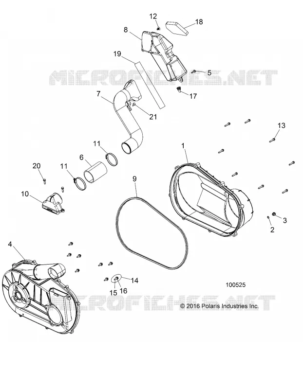 DRIVE TRAIN, CLUTCH COVER AND DUCTING