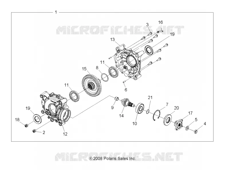 DRIVE TRAIN, REAR GEARCASE INTERNALS (BUILT 12/01/08 AND BEFORE)