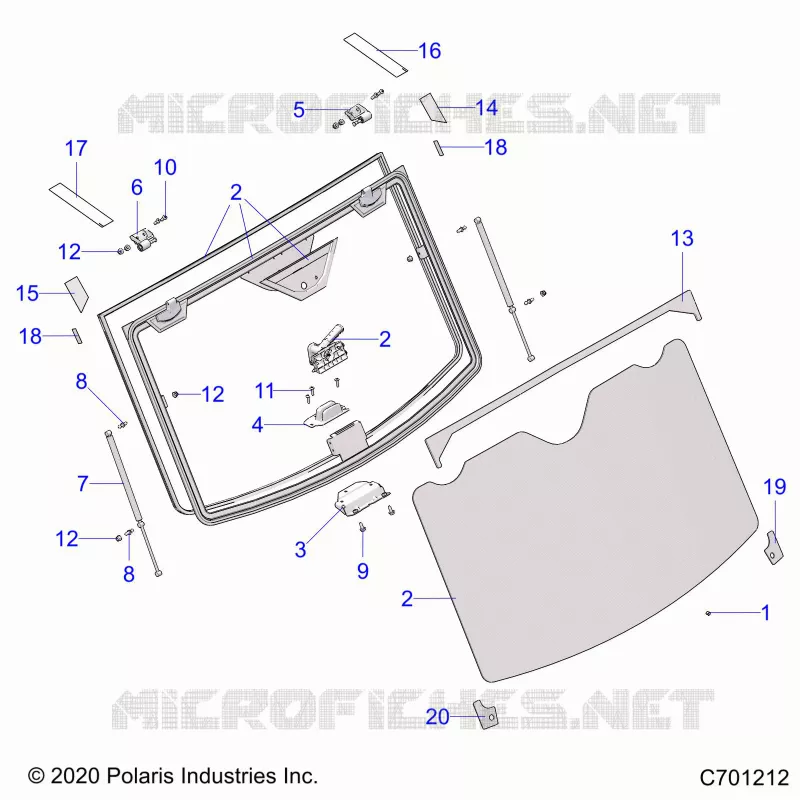 WINDSHIELD, TIP OUT- R21RRZ99A9/AC/AP/AW/B9/BC/BP/BW (C701212)