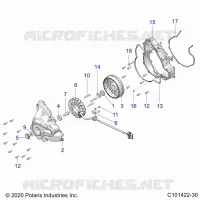 ENGINE, STATOR COVER AND FLYWHEEL