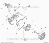 ENGINE, STATOR AND FLYWHEEL