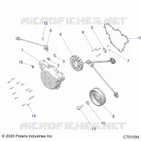 ENGINE, STATOR AND FLYWHEEL