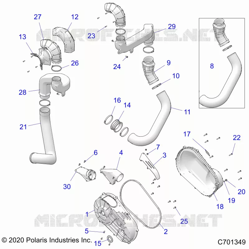 DRIVE TRAIN, CLUTCH COVER AND DUCTING