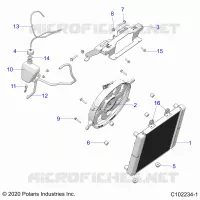 ENGINE, COOLING SYSTEM, RADIATOR, FAN & OVERFLOW BOTTLE