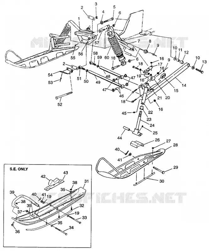 FRONT SUSPENSION AND SKI ULTRA SPX 0975678, ULTRA SPX SE H975678 AND EUROPE (4939533953B003)