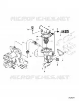 ENGINE, WATER FLANGE AND THERMOSTAT