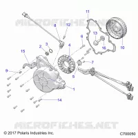 ENGINE, STATOR AND FLYWHEEL