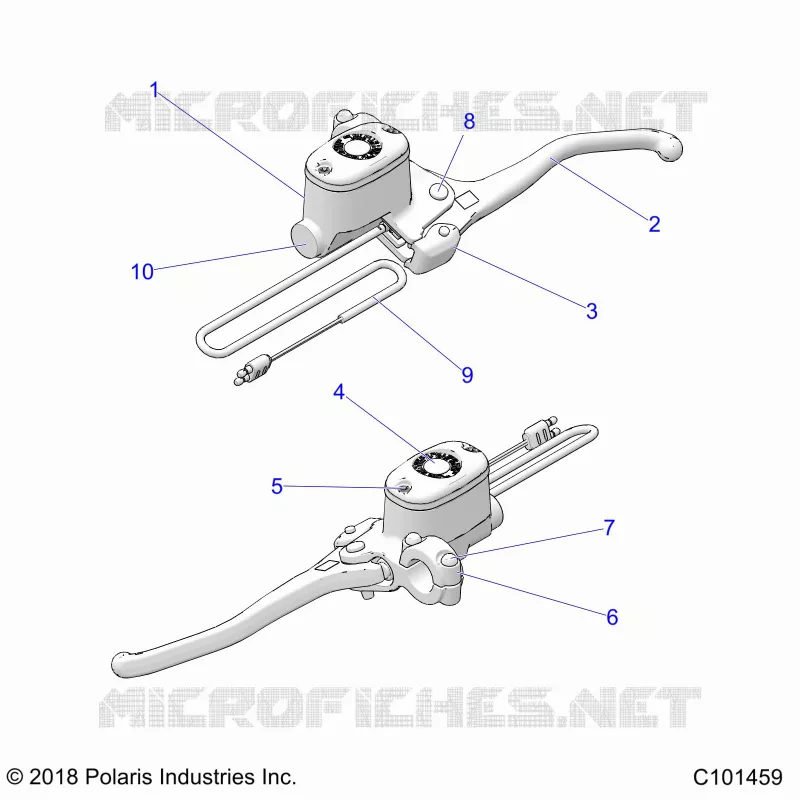 FRONT BRAKE BRAKE LEVER AND MASTER CYLINDER