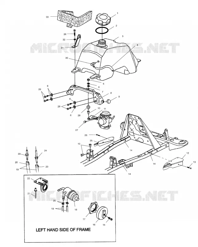 FUEL TANK AND CARBURETOR MOUNTING