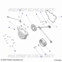ENGINE, STATOR AND FLYWHEEL