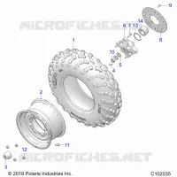 WHEELS, FRONT TIRE AND BRAKE DISC