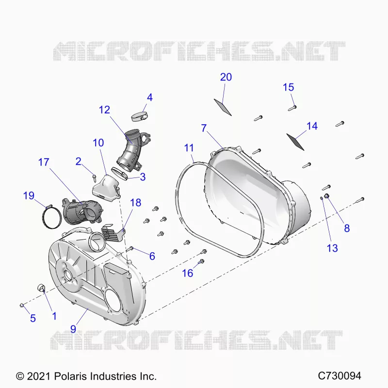 DRIVE TRAIN, CLUTCH COVER AND DUCTING