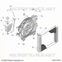 ENGINE, COOLING SYSTEM, RADIATOR, FAN & OVERFLOW BOTTLE