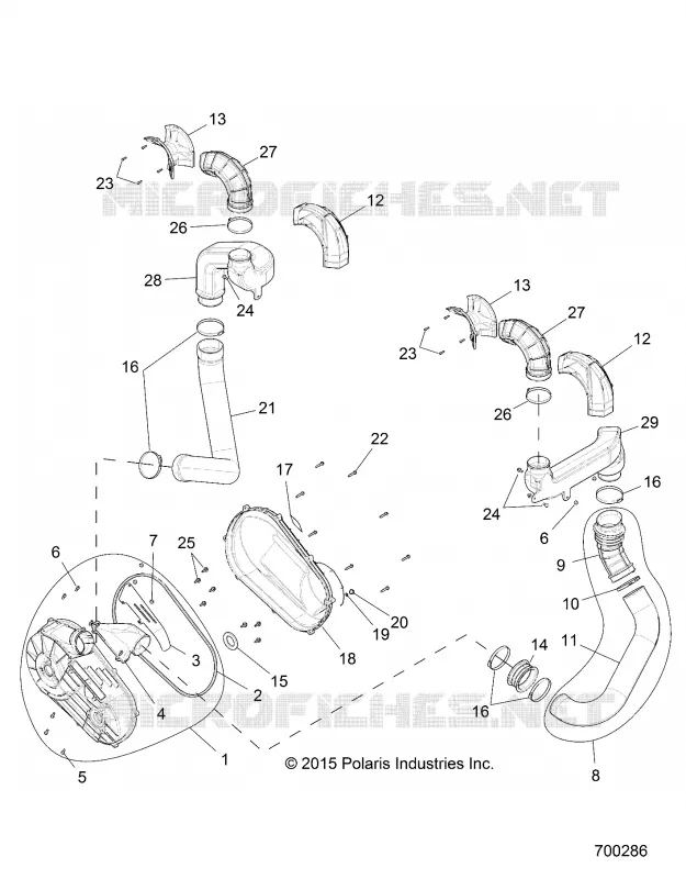 DRIVE TRAIN, CLUTCH COVER AND DUCTING