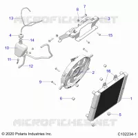 ENGINE, COOLING SYSTEM, RADIATOR, FAN & OVERFLOW BOTTLE