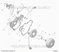 ENGINE, STATOR AND FLYWHEEL