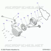 ENGINE, STATOR AND FLYWHEEL