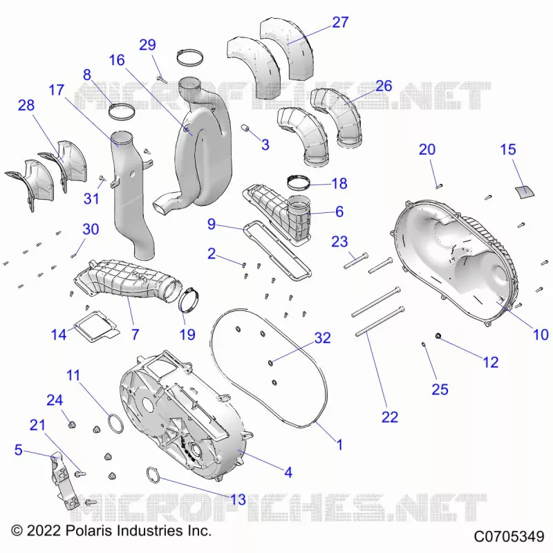 DRIVE TRAIN, CLUTCH COVER AND DUCTING