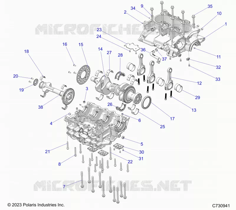 ENGINE, CRANKCASE, CRANKSHAFT