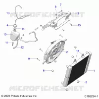 ENGINE, COOLING SYSTEM, RADIATOR, FAN & OVERFLOW BOTTLE