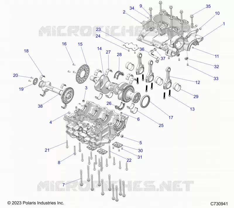 ENGINE, CRANKCASE, CRANKSHAFT