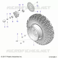 WHEELS, FRONT TIRE AND BRAKE DISK