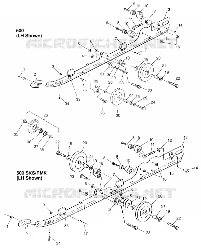 RAIL MOUNTING (SUSPENSION) 500 0972764,  EUROPEAN 500 E972764, 500 SKS 0972 (4938393839C002)