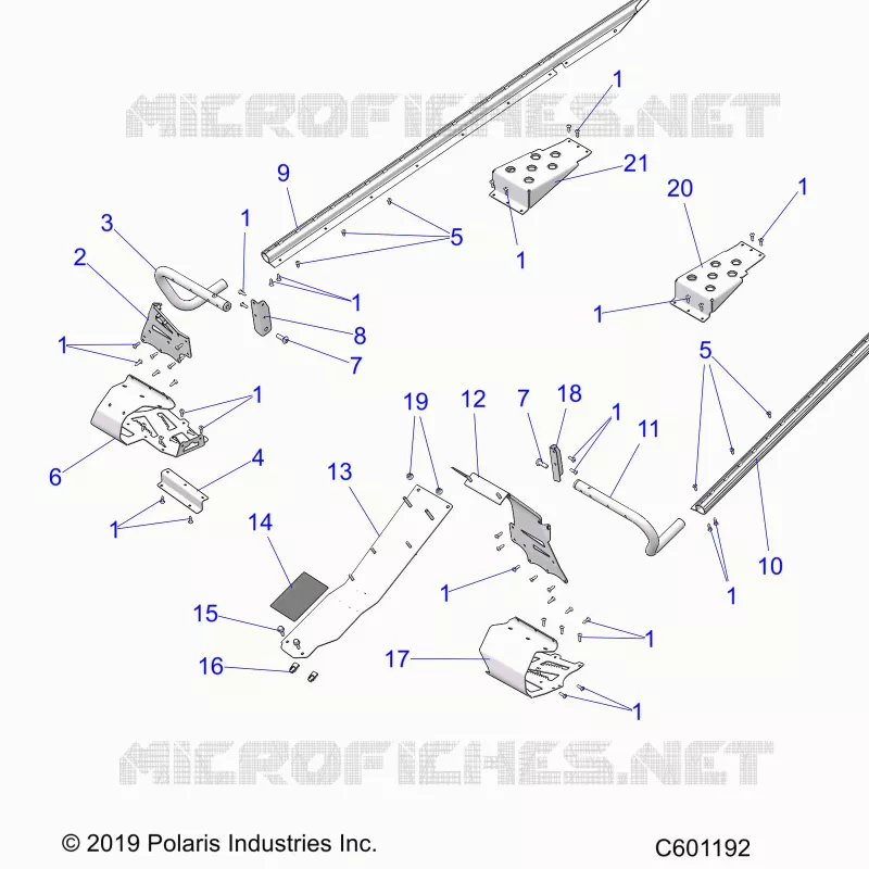CHASSIS, CLUTCH GUARD AND FOOTRESTS