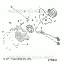 ENGINE, STATOR AND FLYWHEEL