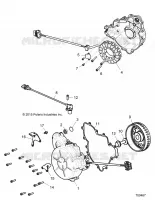 ENGINE, STATOR AND FLYWHEEL