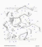 ENGINE, COOLANT BOTTLE AND HOSES