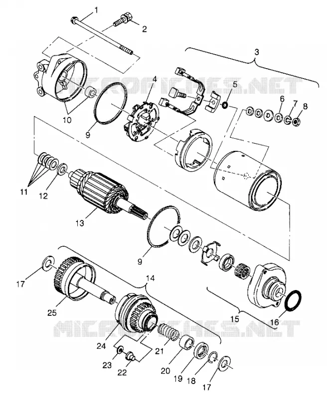 STARTING MOTOR SL 700 B974071, INTL. SL 700 I974071, SL 700 DELUXE B974072 (4940874087C013)