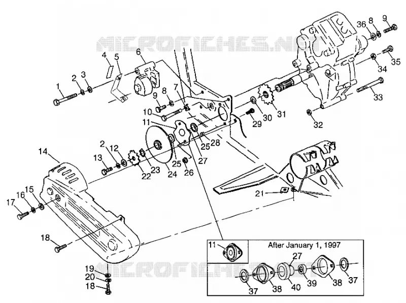 GEARCASE/BRAKE AND CHAIN COVER MOUNTING MAGNUM 6X6 W97AE42A AND SWEDISH MAG (4940754075C014)