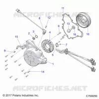 ENGINE, STATOR AND FLYWHEEL