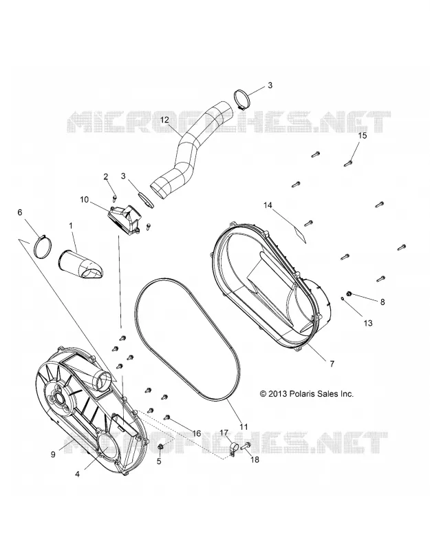DRIVE TRAIN, CLUTCH COVER AND DUCTING