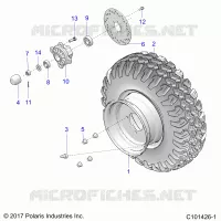 WHEELS, FRONT TIRE AND BRAKE DISK