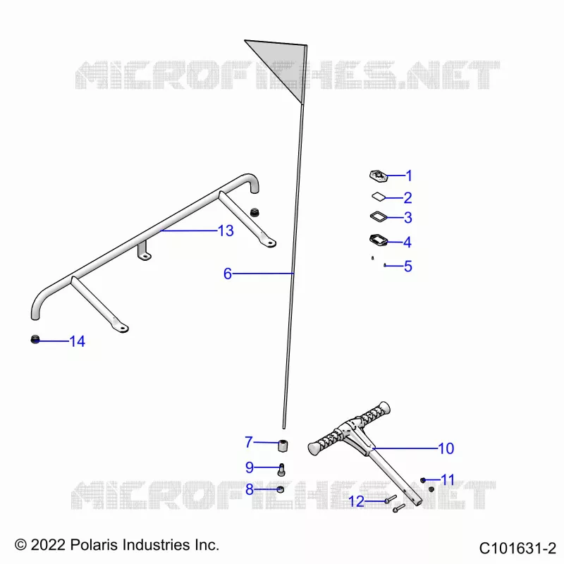 BUMPER, REAR, FLAG, BEACON, AND PASS HANDLE