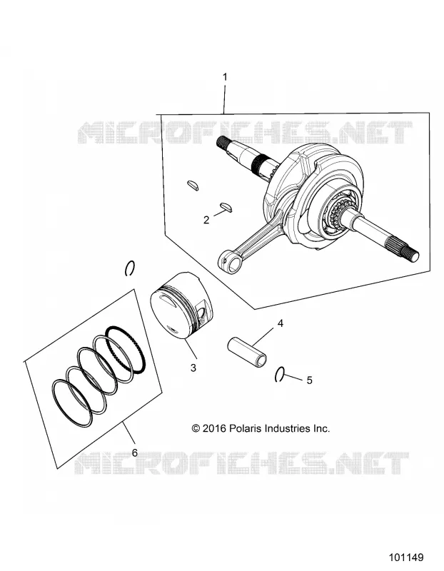 ENGINE, CRANKSHAFT, CONNECTING ROD AND PISTON