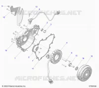 ENGINE, STATOR AND FLYWHEEL