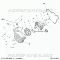 ENGINE, STATOR AND FLYWHEEL